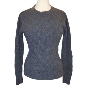 Paraphrase 100% Cashmere Gray Chunky Cable Knit Crew Neck Fitted Sweater - M